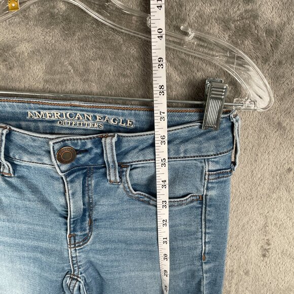 American Eagle Super Stretch X Jeans Women’s 2 Long Light Wash Denim Y2K Minimal - Picture 6 of 8
